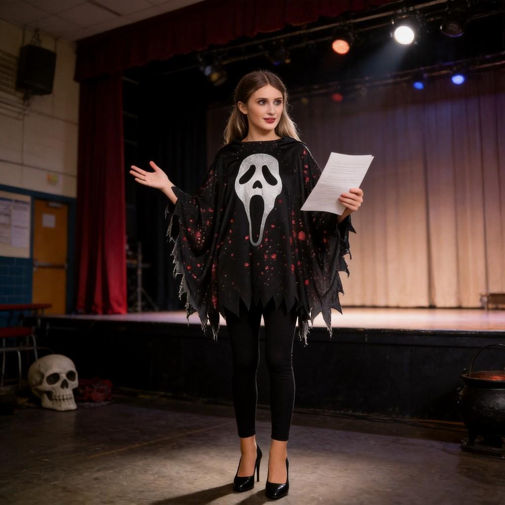 Halloween Ghost Cosplay Costume With Cloak For Women Drama Stage Performances