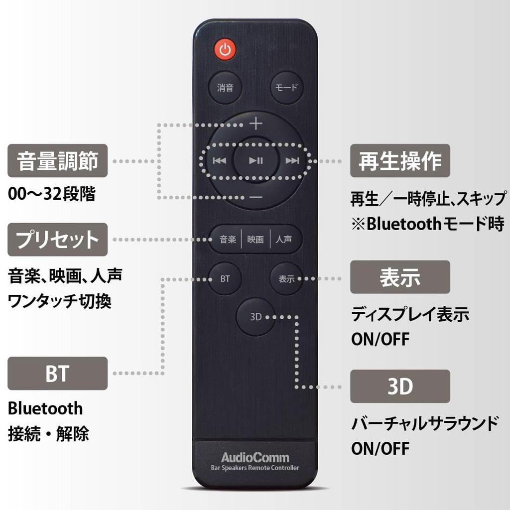 OHM AudioComm TV 3D Virtual Surround Bluetooth HDMI AUX IN Connection ASP-SB2140N 03-2340 Speaker, Soundbar, Speaker, Sound, 5.3, Wireless/Wired,
