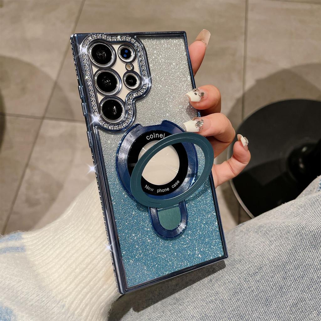 Samsung S24ultra Rhinestone Phone Case A05s Flash Powder Gradient S23 Electroplating A73 Magnetic Bracket A13
