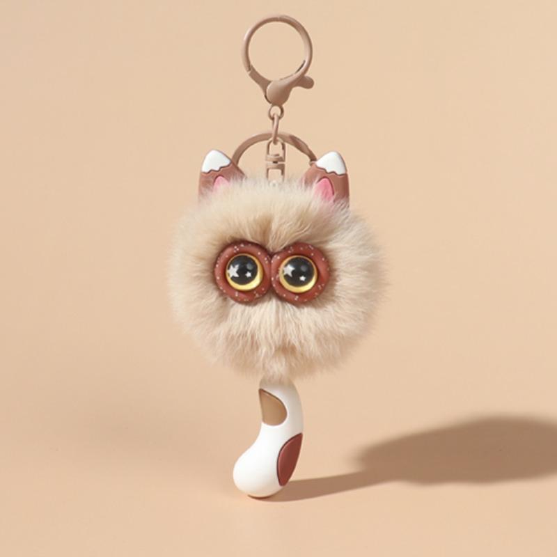 Niedlicher Rexkaninchenhaar Kätzchen Schlüsselanhänger Anhänger Mädchen Herz Plüsch Cartoon Puppe Puppe Taschenzubehör Geschenk