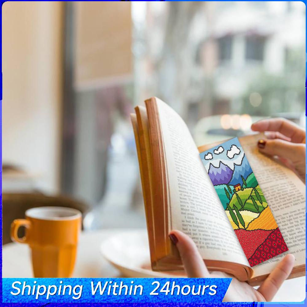 11CT Stamped Double-Sided Big Ben Bookmark Embroidery Kit 18x6cm Bookshelf Needlework Embroidery Craft Kit for Reading Day Gift
