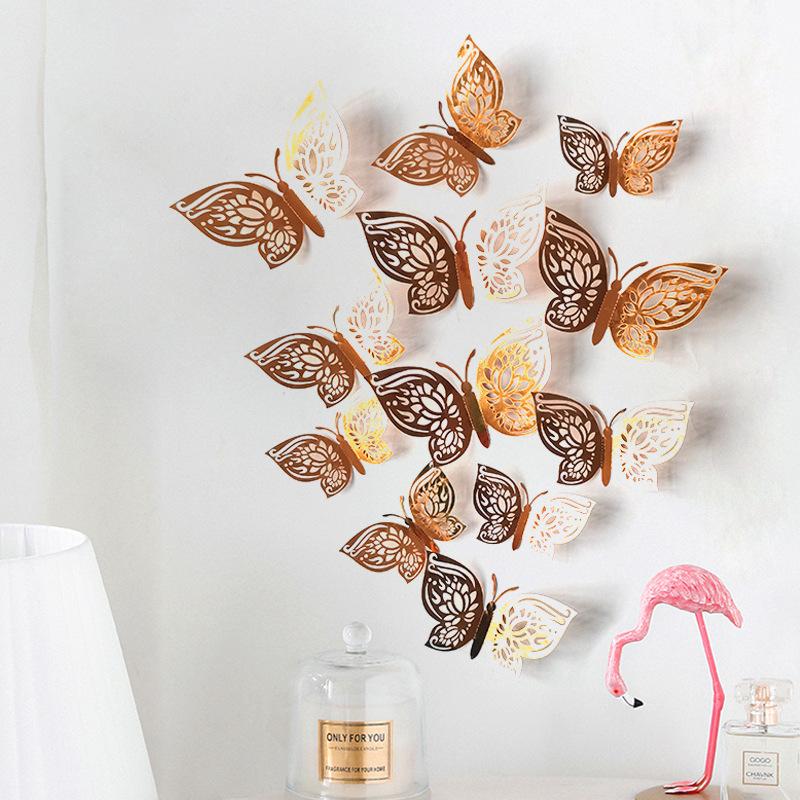 Lasergeschnittene 3D Schmetterlings-Wanddeko für Zuhause, Party, Hochzeit, Girlande, Pappschmuck mit Lotusblumen