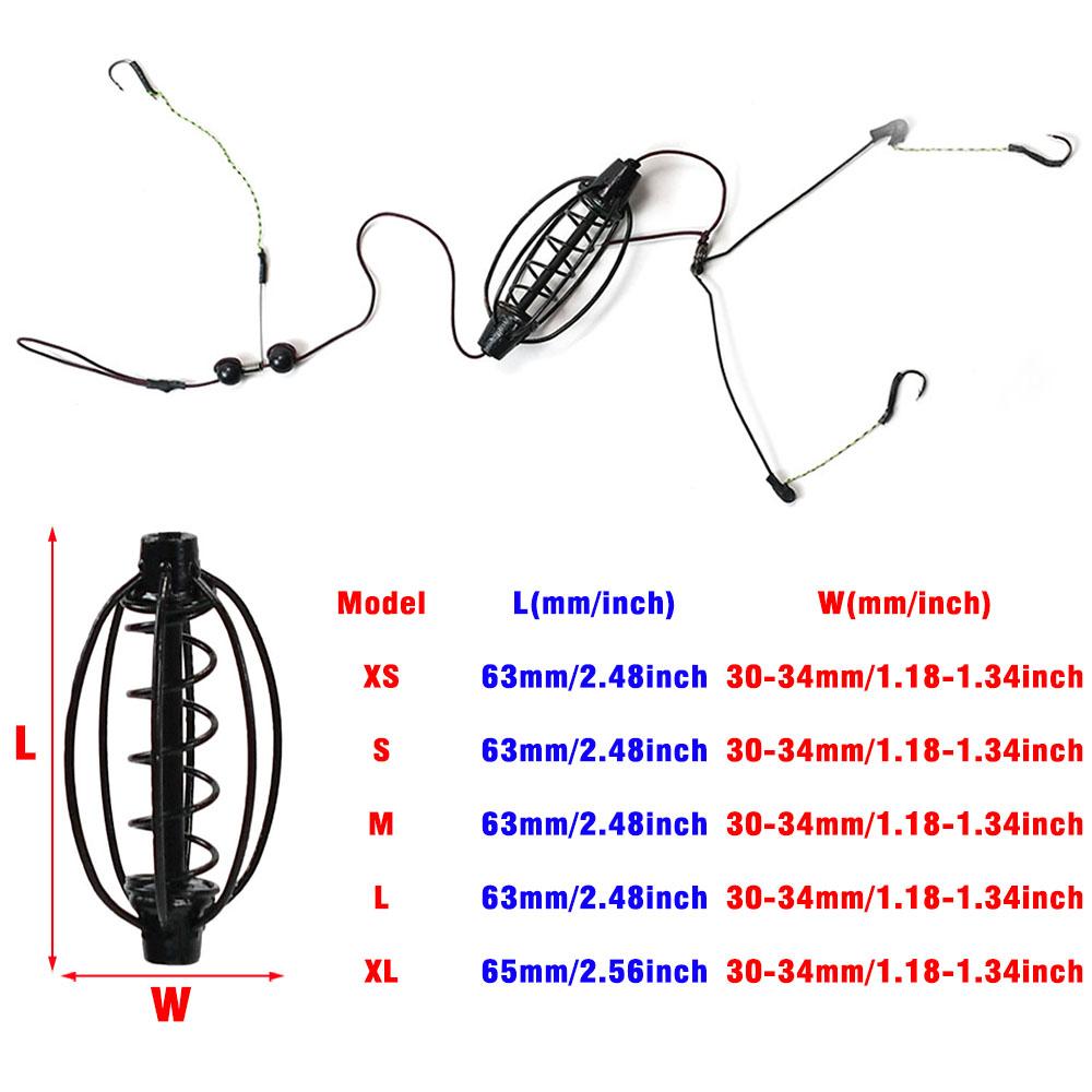 1Set Carp Fishing Feeder Fishing Baits Cages Hook Rig Set Inline Method Feeder Fish Tackle Accessories