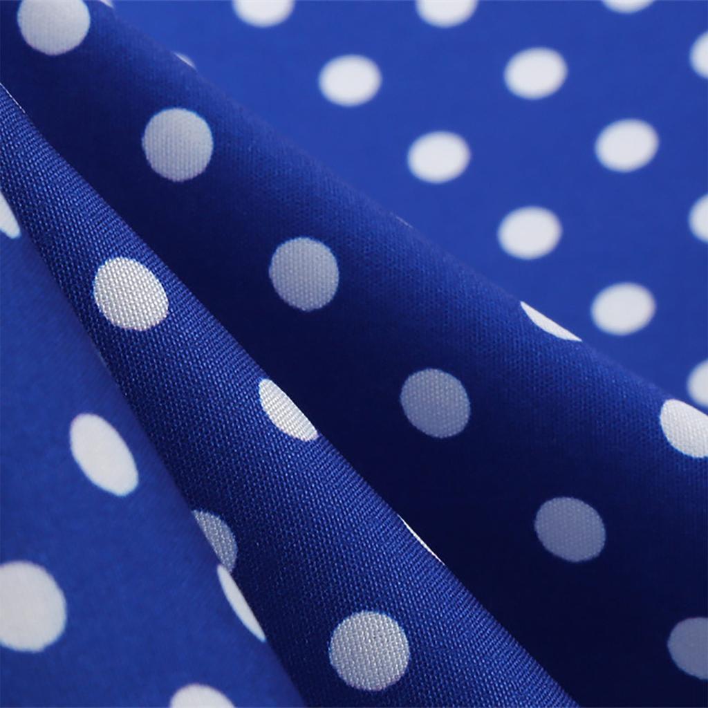 Women's Vintage Long Sleeve Polka Dots 1950s Housewife Party Ball Dress