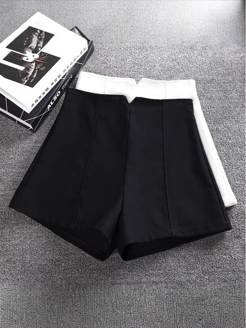 

2025 Women s Black High-Waisted Slimming Wide-Leg A-line Hot Pants M