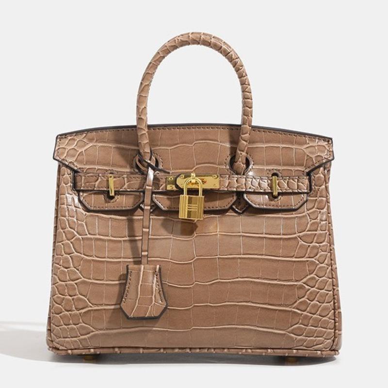 Crocodile Pattern Platinum Bag New Women's Large-capacity Commuter Handbag Shoulder Bag Messenger Bag