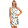 Sleeveless Floral Print Dress for Women Summer Lightweight Casual Round Neck Split Hem Design Comfortable Fit
