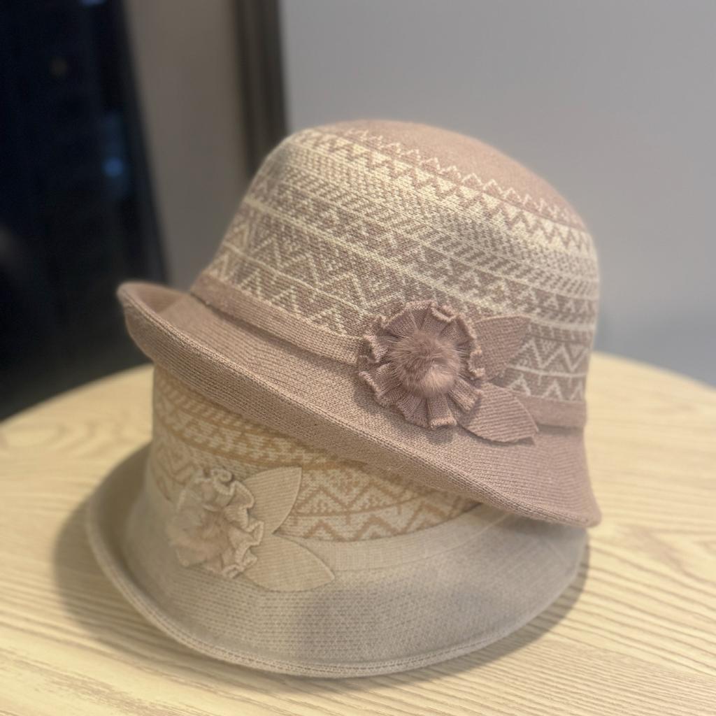Hats for Middle Aged and Elderly Women and Mothers Fashionable Woolen Basin Hats for The Elderly Autumn and Winter Fisherman Hats