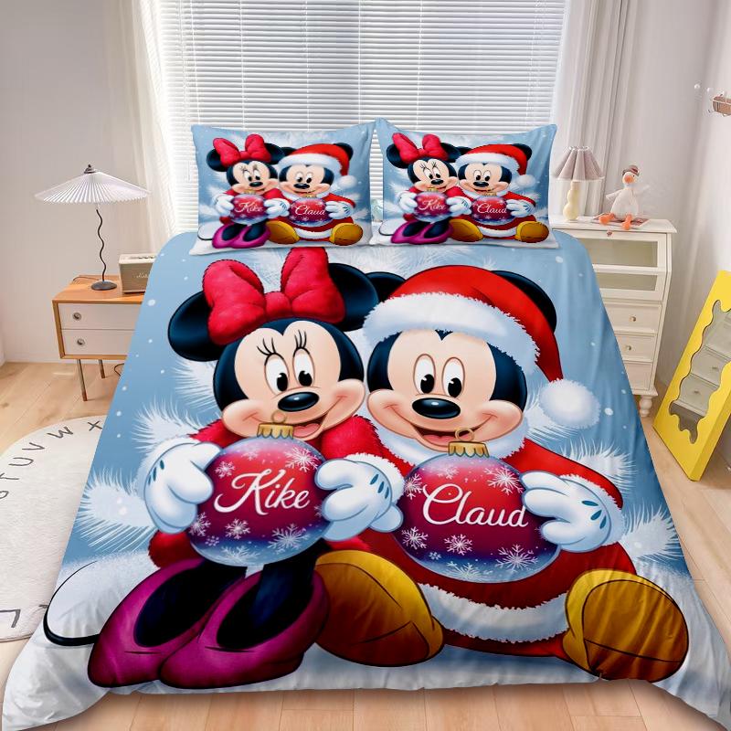 Poszewka na kołdrę Mickey Stitch Minnie Wesołych Świąt Zestaw pościeli z kreskówki Twin Full Dla Dzieci Prezenty Świąteczne Dekoracja Sypialni