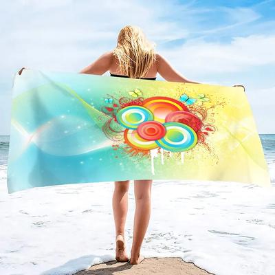 Colorful Circle Geometric Beach Towel Abstract Art Bath Towel Travel Sport Spa Pool Towels Microfiber Quick Dry Swimming Cover