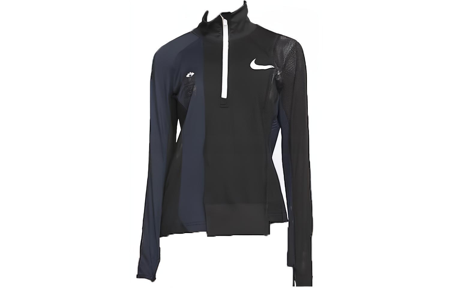 Nike X Sacai Women s Half Zip Running Jacket Black/Dark Obsidian CD6308-010 M