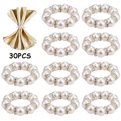 30 Stück Imitation Perlen Serviettenringe - Elegantes Elastisches Design, Geeignet für Hochzeiten, Bankette, Partys Und Feiertags-Tischdekorationen | Der Perfekte