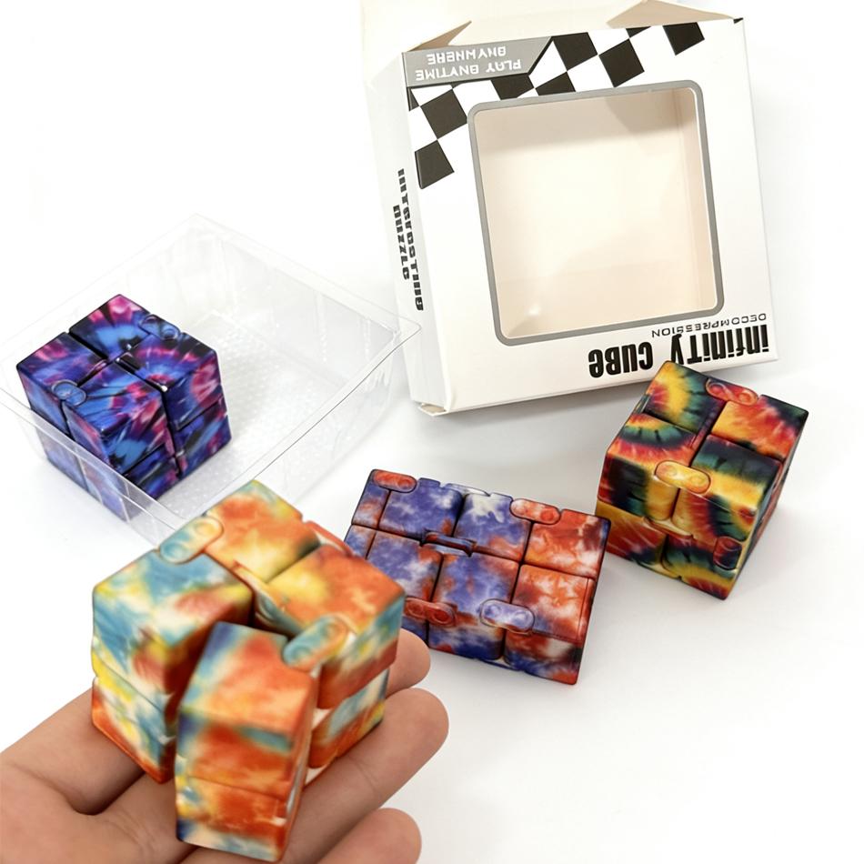 4 Style Fidget Sensory Cube Toys Starry Sky Infinity Square Stress Relief Cube Fingertip Toys for Children Adult