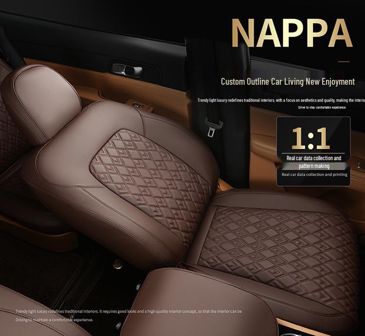 Nappa Leather Full-Cover Car Seat Cushion - Custom Fit for One Special Car, All-Season Use
