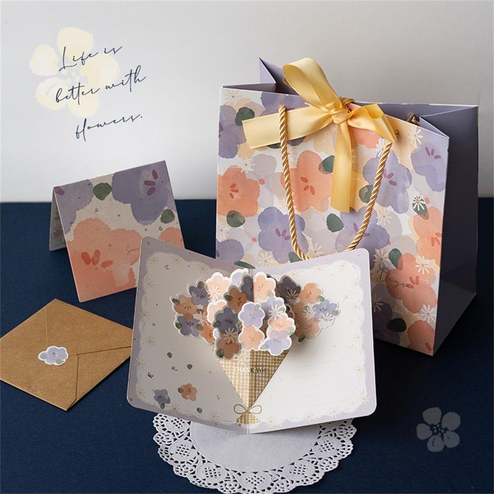 Flower 3D Greeting Card Festival Valentine's Mother's Teacher's Day Thanksgiving Blessing Card Confession Handwritten Card