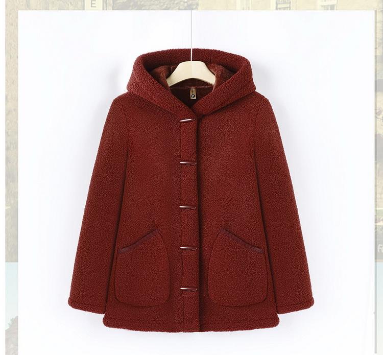 One-Piece Fashionable Winter Hooded Jacket for Middle-Aged and Elderly Women - Plus Velvet and Fleece Lined