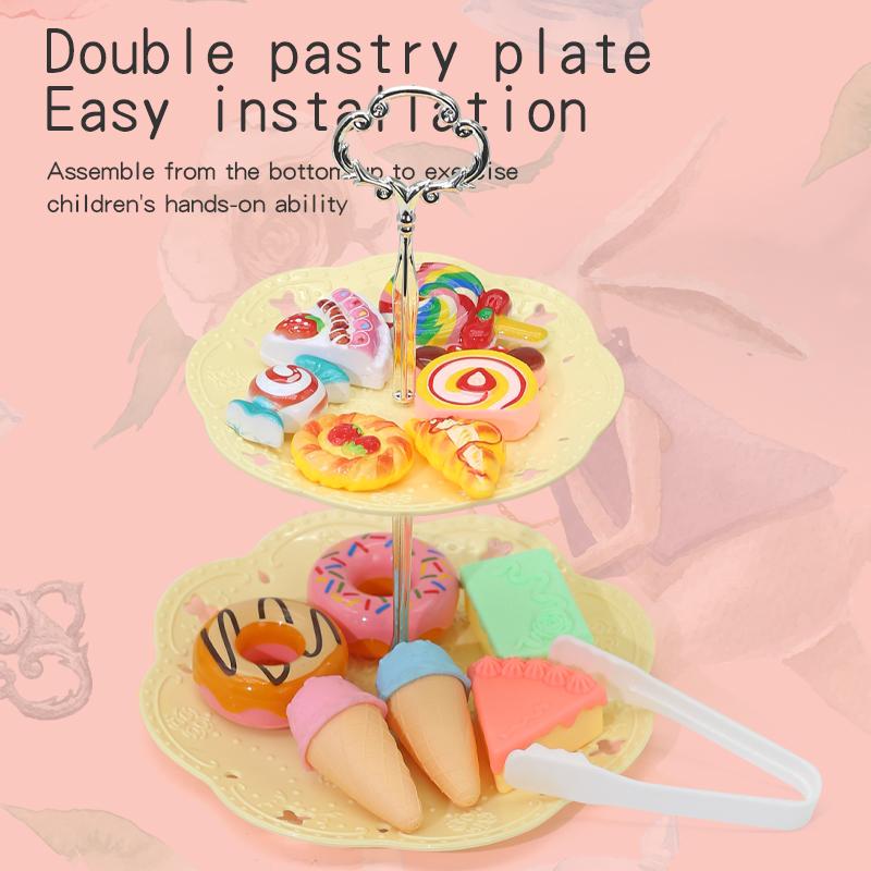 Tea Party Pretend Play Toys Kitchen Coffee Tea Set Afternoon Tea Food Dessert Cake Bread Educational Toy Birthday Christmas Gift