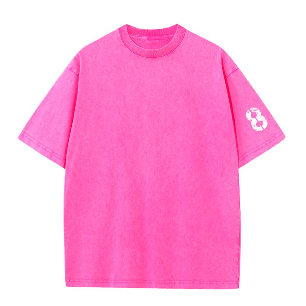 2024 Acid Wash Cotton T Shirt Men's Round Neck Worn-out Short Sleeved T-shirt European American Youth Fashion Sports Casual T-shirt