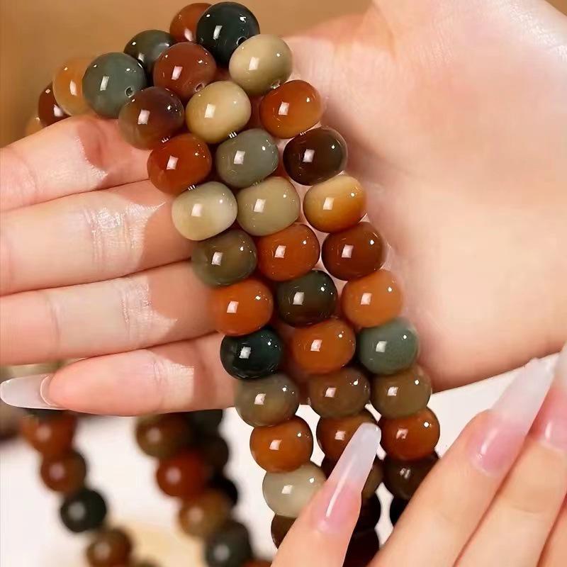 Dunhuang Rainbow-Style Bodhi Root Prayer Beads Bracelet