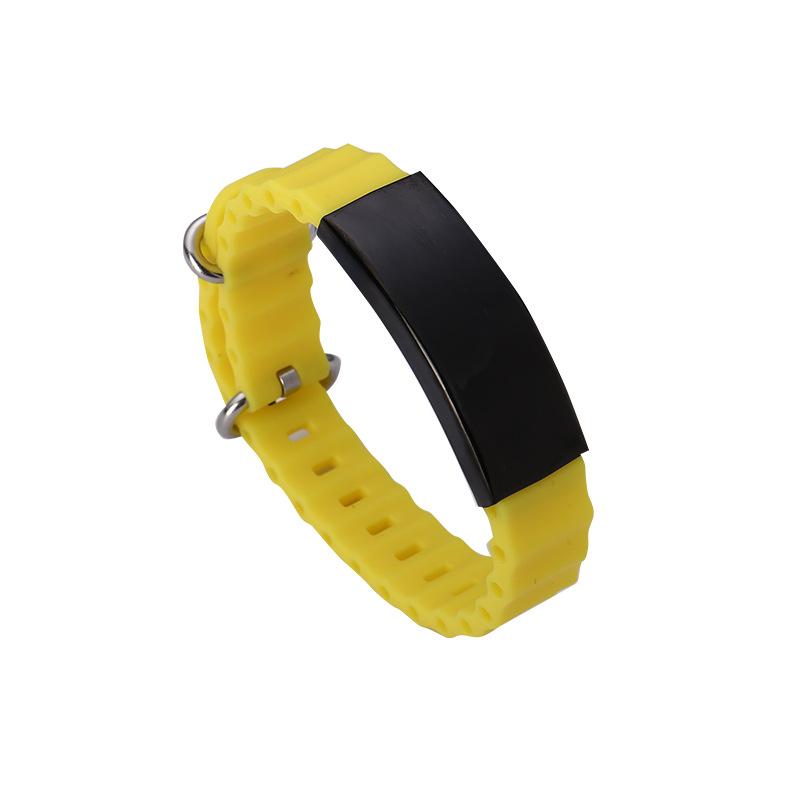 Engrave Logo Custom Name Bracelet Smooth Silicone Stainless Steel For Men Personality Jewelry