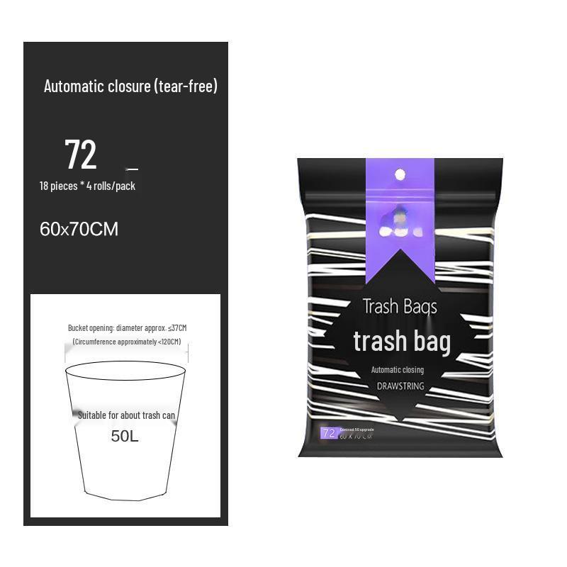 

eJie Tear-Free Drawstring Trash Bags - Thick, Handled, Medium & Large Black Kitchen Disposable Bags.