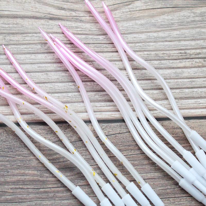 New A15 Series Gradient Pink Green Curve Candle Party Gradient Pink Platinum Dotted Spiral Candle