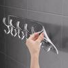 6 Row Multipurpose Hooks Nail-free Transparent Holder Strong Self Adhesive Wall Hook Kitchen Bathroom Traceless Hanger Stickers