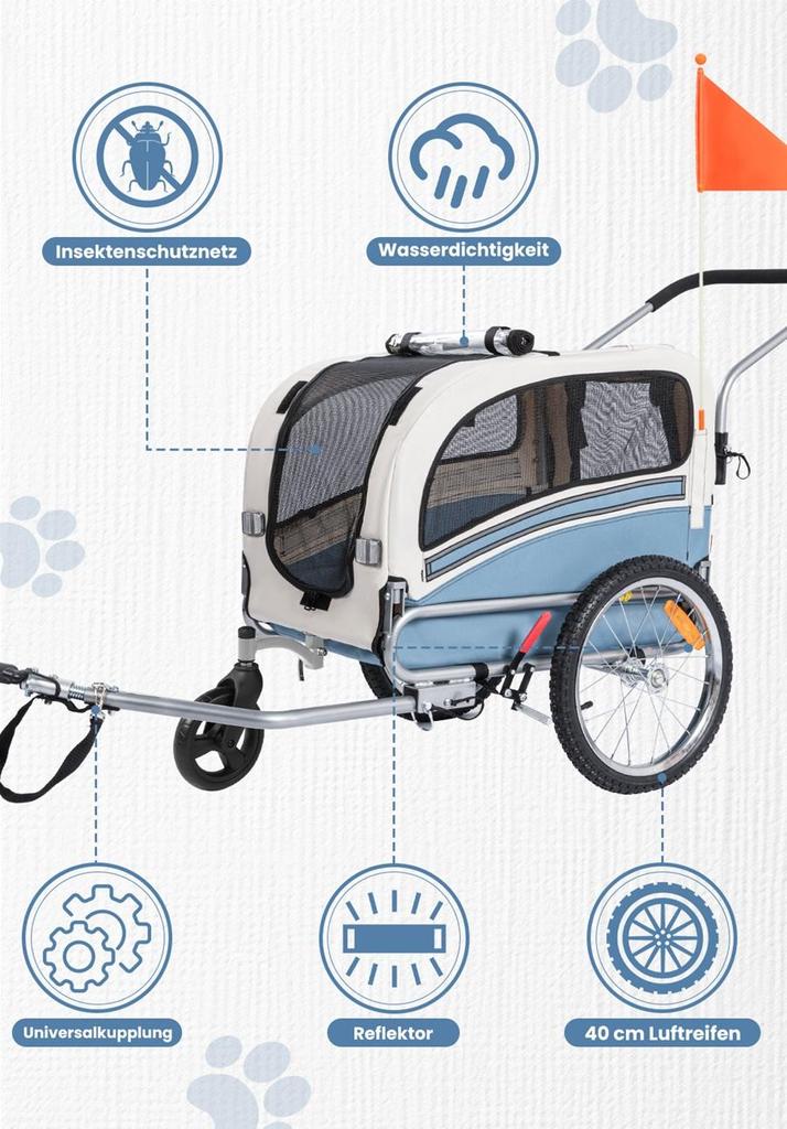 Sepnine-20303B Carrellino per Cani da Bicicletta per Cani Piccoli/Medi ≤30KG, Trasportino Pieghevole per Animali Domestici con Caratteristiche di Sicurezza