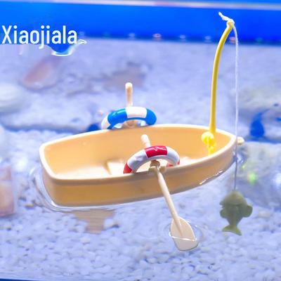 Plovoucí plastový model lodi pro dekoraci akvária a terénní úpravy