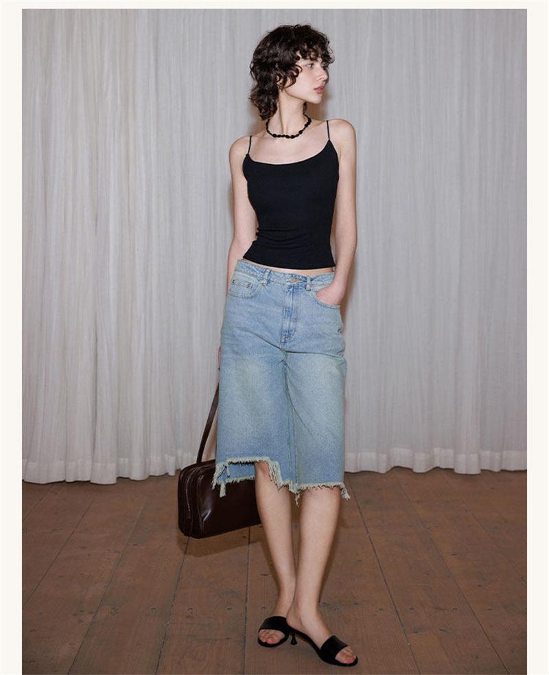 Spring and summer round neck basic design, threaded groove strip, high elasticity, slimming effect, no need to wear bra, camisole, vest