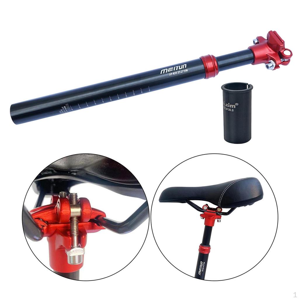 Aluminum Alloy Bicycle Seatpost, Saddle Support Pole, Cycling Component Shock Absorber, 350mm,