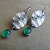 Ethnic Style Retro Leaf Inlaid Emerald Earrings Medieval Jewelry Engraved Metal Personalized Earrings Earrings