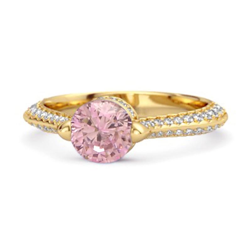 

Pink Topaz Pavé Split Band Ring -925 Sterling Silver Gold Vermeil 10.5 золотий/жовтий