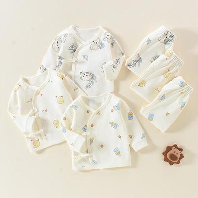 Autumn Baby Cotton Clothes Set: Newborn Velcro Suit with Open Crotch