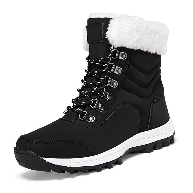 Northeast Women's Waterproof Mid-Calf Snow Boots with Velvet Lining, Anti-Slip Soles, and Thickened Leather Upper for Winter Cold Protection.