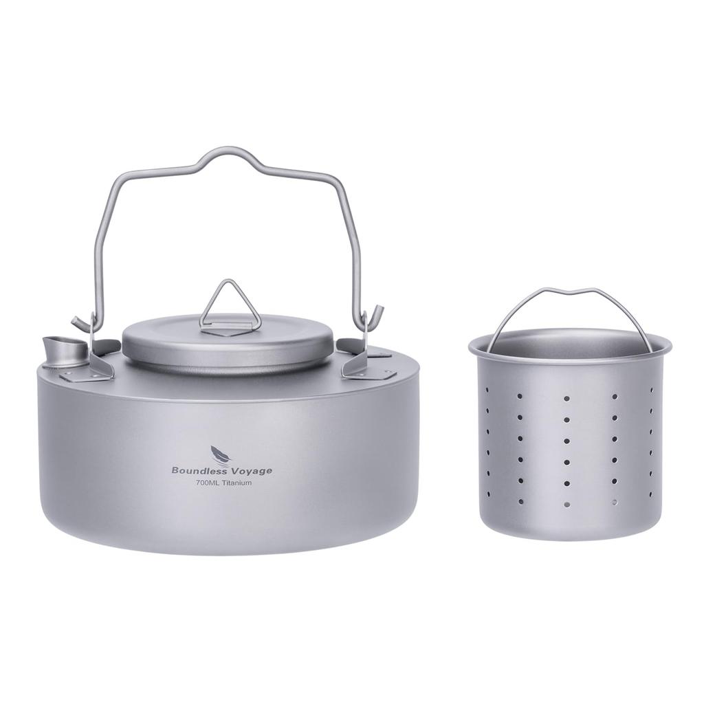 Boundless Voyage Titanium Teapot with Strainer, Stylish, Cute, and Simple Design, 700ml Capacity, Heat-Resistant, Lightweight, Rust-Resistant,