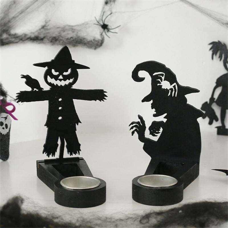 Funny Shadows Stand Wrought Iron Halloween Table Candlestick Decoration Home Ornament Candlelights Dinner Candle Holder