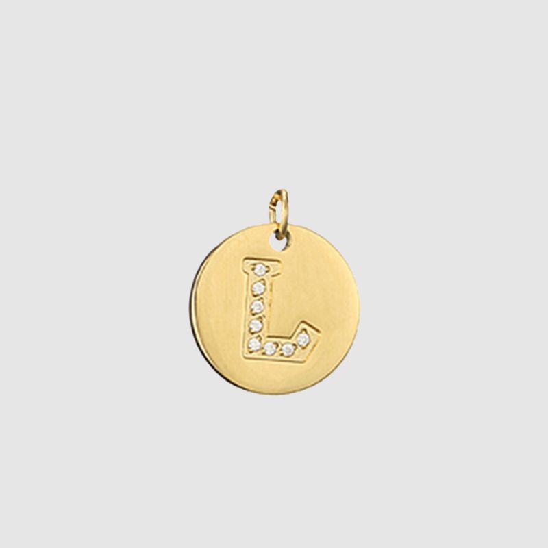 CARLIDANA Classique Minimaliste Alphabet 26 Breloques Lettres en Cristal Collier Pendentif Rond Lettre Acier Inoxydable Collier DIY
