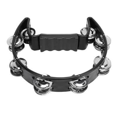 Tamburin Jingle Black Cat Shape Rutschfester Griff Halbmond Handheld Tamburin für Party