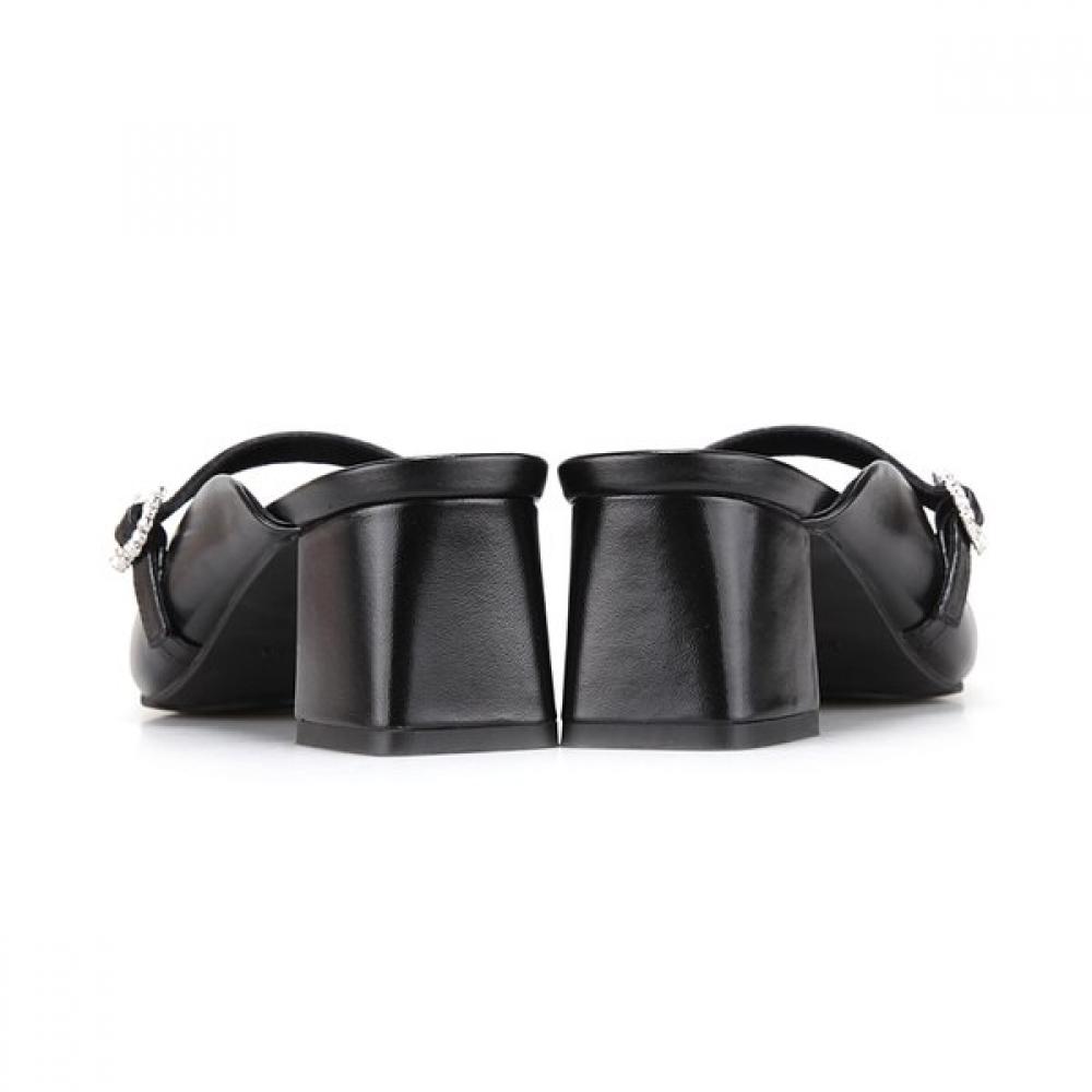 BARBARA 5.5cm Dress Mule Leather Jewel Buckle 2colors Bbj205