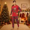 Christmas-print long-sleeve and long-pant matching family loungewear set