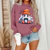 Women's Casual Fashion Round Neck Long Sleeve Halloween Printed Sweatshirt