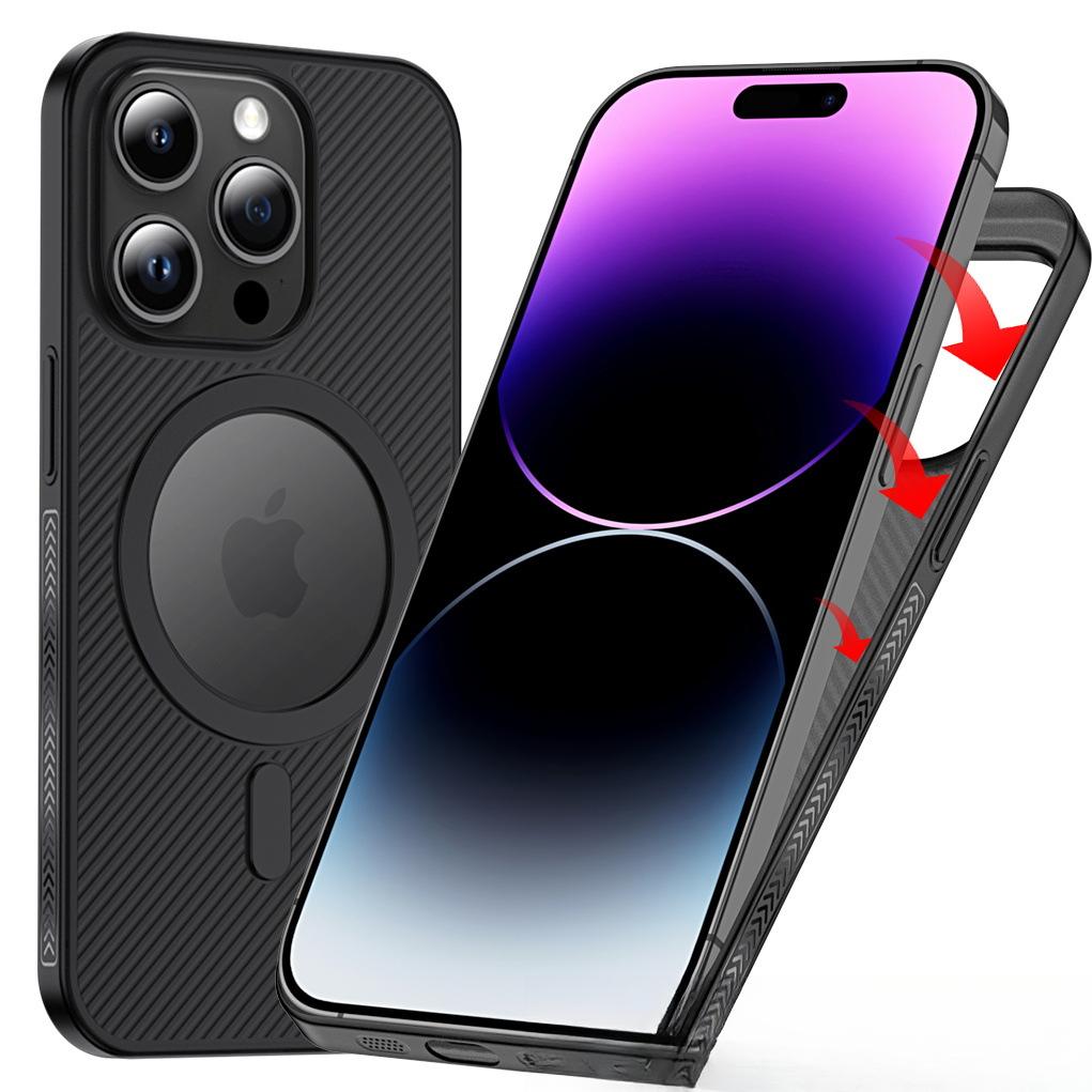 

Подходит для чехла для мобильного телефона Apple 16promax iPhone 15 Ультратонкие PP полоски без пожелтения 13magsafe Магнитная адсорбция Apple 16 чёрный