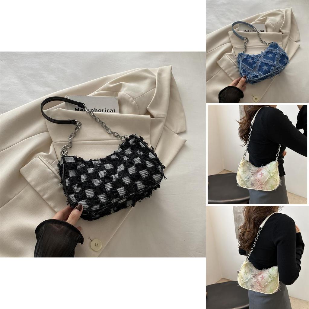Chic Commuter Crescent Bag Stylish Canvas Crossbody Purse For Trendy Women