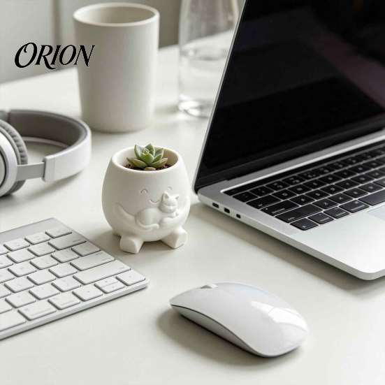 Three Legged Flower Container 3D Printed Face Planter Pot with Cat Design, Decorative Succulents Pot, Modern Home Office Decoration Creative