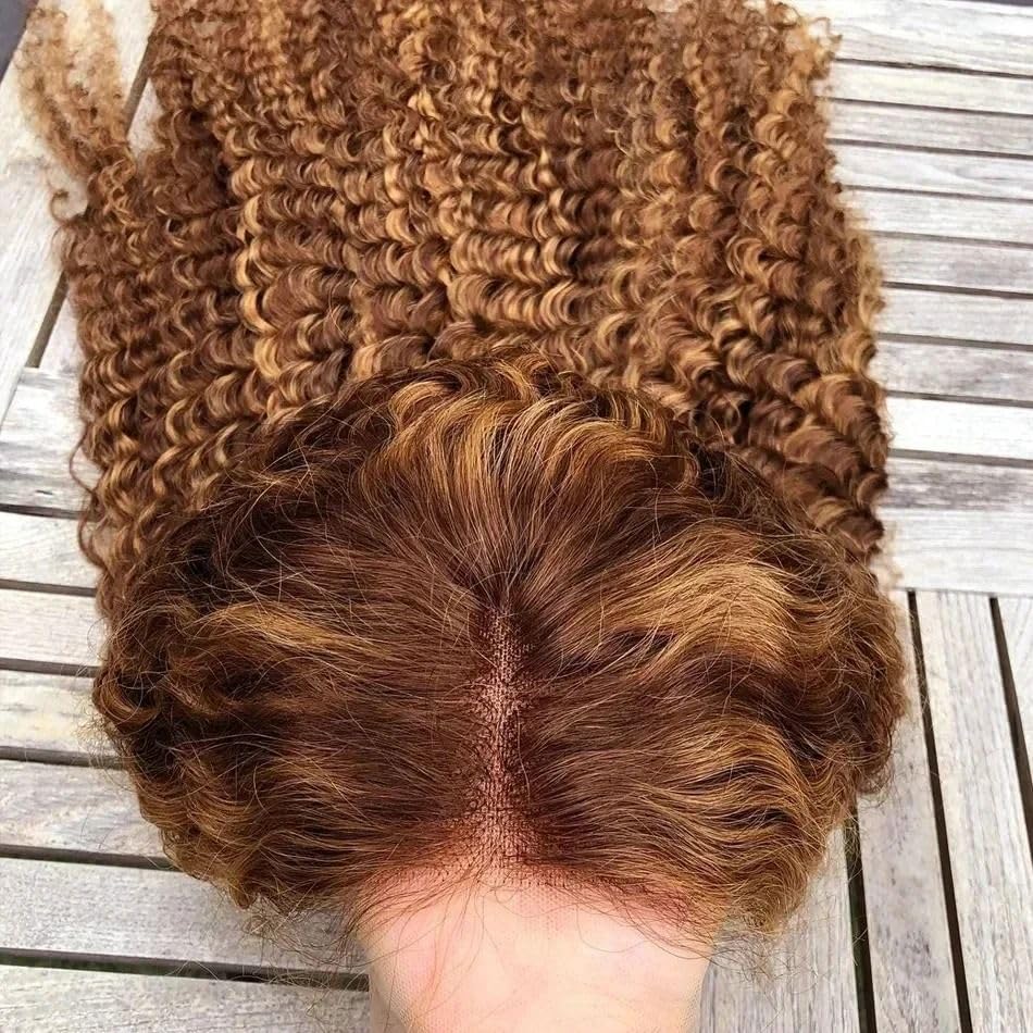 30 Inch Highlight Ombre Lace Front Wig Blonde Curly 13x6 HD Honey Blonde 4/27 Deep Wave Lace Front Wigs Plucked with Baby Hair