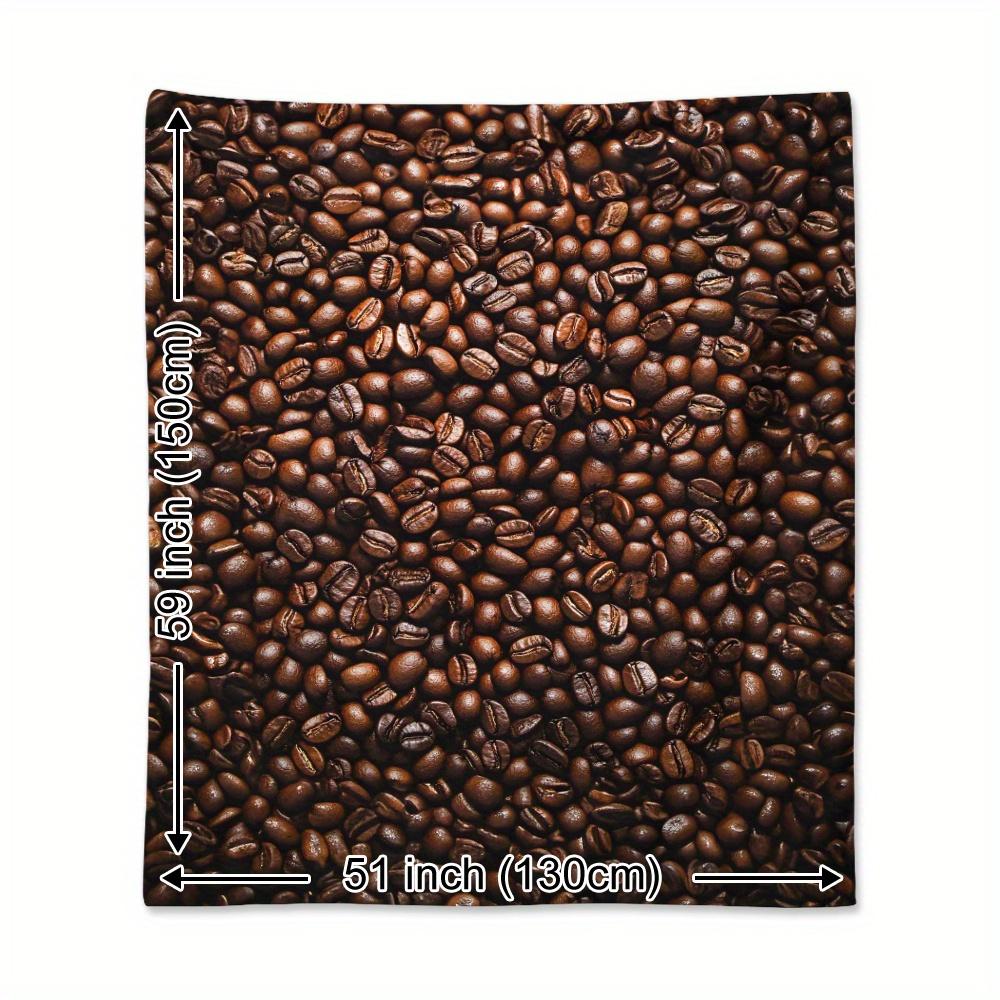 Modern Coffee Bean Print Blanket Contemporary Pattern Soft Cozy Warm Throw for Bed Sofa Office Travel Gift