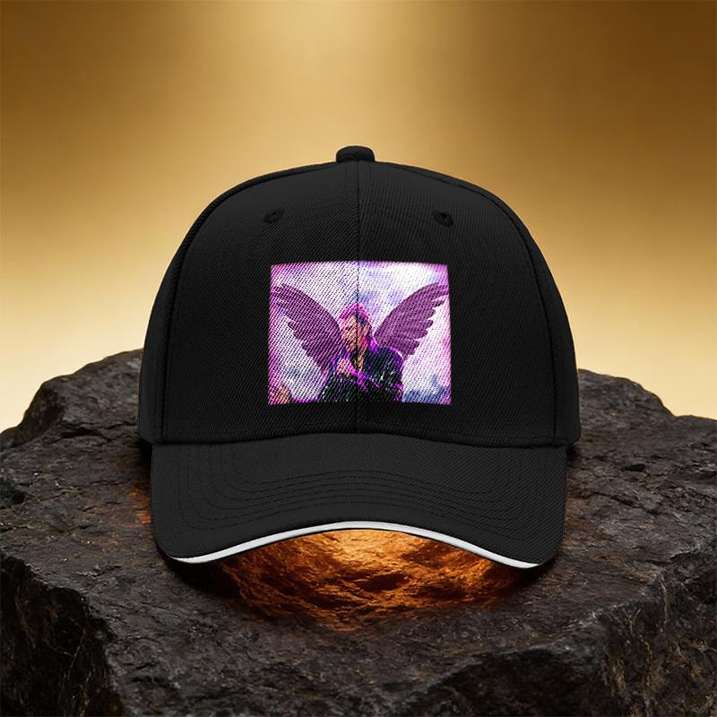 Purple Angel Wings Character Hat Unisex Printed Baseball Cap Sandwich Visor Sports Cap Suitable for Daily Commute And Travel - E