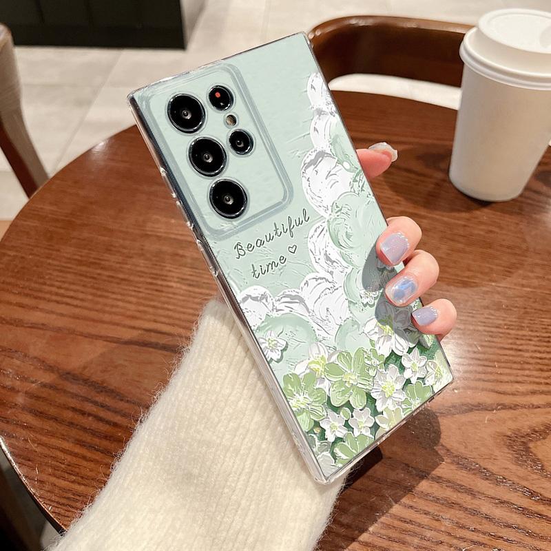 Oil Painting Flower Print Phone Case For Samsung Galaxy S26 S25 S24 S23 Ultra S22 Plus S24 S21 FE S25 Edge Clear TPU Soft Cover
