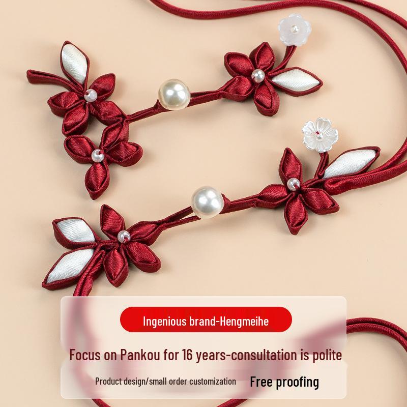 Cherry Blossom Pearl Buckle - Handmade Qipao Style Buttons for Hanfu & Tang Suit